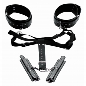 Черная бондажная система Acquire Easy Access Thigh Harness with Wrist Cuffs - XR Brands - купить с доставкой в Новочеркасске
