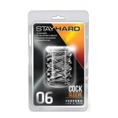 Прозрачная насадка с объёмными чёрточками STAY HARD COCK SLEEVE 06 CLEAR - Blush Novelties - в Новочеркасске купить с доставкой