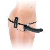 Черный страпон с вагинальной пробкой Deluxe Vibrating Penetrix Strap-On - 19 см. - Pipedream - купить с доставкой в Новочеркасске