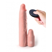 Телесная вибронасадка на член 3  Vibrating Mega X-tension with Remote - 22,9 см. - Pipedream - в Новочеркасске купить с доставкой