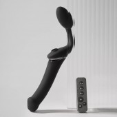 Черный безремневой вибрострапон Strap-On-Me Multi Orgasm Size XL - Strap-on-me - купить с доставкой в Новочеркасске