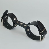 Черные кожаные наручники-фиксатор - Sitabella - купить с доставкой в Новочеркасске