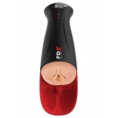 Телесный мастурбатор-вагина в черной колбе с вибрацией Fuck-O-Matic Pro XL - Pipedream - в Новочеркасске купить с доставкой