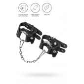 Черные кожаные наручники-браслеты из двух ремешков - Pecado - купить с доставкой в Новочеркасске