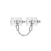 Белые мягкие кожаные наручники с люверсами - Pecado - купить с доставкой в Новочеркасске