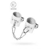 Белые мягкие кожаные наручники с люверсами - Pecado - купить с доставкой в Новочеркасске