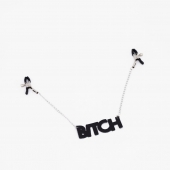 Зажимы на соски с кожаной подвеской Bitch - Crazy Handmade - купить с доставкой в Новочеркасске