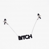 Зажимы на соски с кожаной подвеской Bitch - Crazy Handmade - купить с доставкой в Новочеркасске
