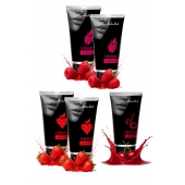 Набор из 5 съедобных лубрикантов JUJU (клубника х 2, малина х 2, вишня) - JuJu - купить с доставкой в Новочеркасске
