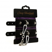 Черно-фиолетовые скругленные наручники с мягкой подкладкой - Crazy Handmade - купить с доставкой в Новочеркасске