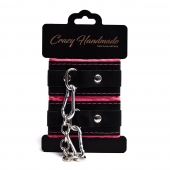 Черно-розовые скругленные наручники с мягкой подкладкой - Crazy Handmade - купить с доставкой в Новочеркасске