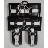 Набор фиксаторов из черной и белой натуральной кожи - Crazy Handmade - купить с доставкой в Новочеркасске
