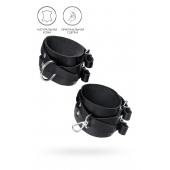 Черные кожаные оковы с двумя перекрёстными ремешками - Pecado - купить с доставкой в Новочеркасске