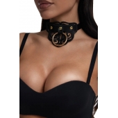 Черный чокер с клепками и золотистой фурнитурой - Crazy Handmade - купить с доставкой в Новочеркасске