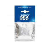 Прозрачное эластичное эрекционное кольцо с 6 шариками - Sex Expert - в Новочеркасске купить с доставкой