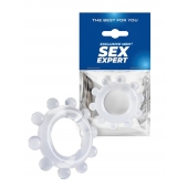 Прозрачное эрекционное кольцо со стимулирующими шариками - Sex Expert - в Новочеркасске купить с доставкой