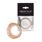 Эрекционное кольцо с бежевыми «ресничками» - Sextaz - в Новочеркасске купить с доставкой