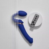 Синий безремневой страпон Multi Orgasm Bendable Strap-On size XL с клиторальной стимуляцией - Strap-on-me - купить с доставкой в Новочеркасске