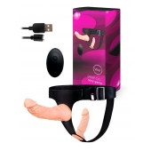 Женский страпон с 2 насадками, вибрацией и пультом ДУ - Erowoman-Eroman - купить с доставкой в Новочеркасске