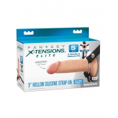 Телесный пустотелый фаллопротез 5’’ Hollow Silicone Strap-On - 14 см. - Pipedream - купить с доставкой в Новочеркасске