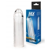 Прозрачная закрытая насадка на пенис с ребрышками - 16 см. - Sex Expert - в Новочеркасске купить с доставкой