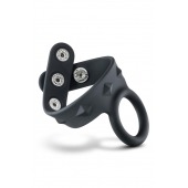 Черное эрекционное кольцо с подхватом мошонки на кнопках VS6 - Blush Novelties - в Новочеркасске купить с доставкой