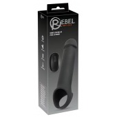 Черная вибронасадка для пениса с хомутом для мошонки и пультом ДУ Remote Controlled Penis Extension - Orion - в Новочеркасске купить с доставкой