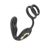 Черная анальная пробка с вращением и эрекционными кольцами - Ibiza - в Новочеркасске купить с доставкой