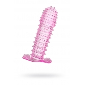 Гелевая розовая насадка с шипами - 12 см. - Toyfa Basic - в Новочеркасске купить с доставкой