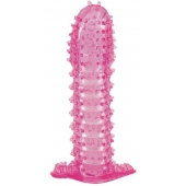 Гелевая розовая насадка с шипами - 12 см. - Toyfa Basic - в Новочеркасске купить с доставкой