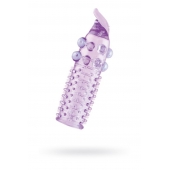 Гелевая фиолетовая насадка с шариками, шипами и усиком - 11 см. - Toyfa Basic - в Новочеркасске купить с доставкой