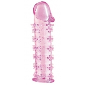 Гелевая розовая насадка на фаллос с шипами - 12 см. - Toyfa Basic - в Новочеркасске купить с доставкой