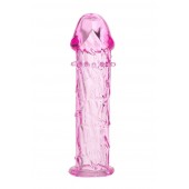 Гладкая розовая насадка с усиками под головкой - 12,5 см. - Toyfa Basic - в Новочеркасске купить с доставкой