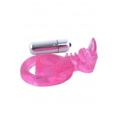Розовая вибронасадка со стимулятор клитора   Язычок - Toyfa Basic - в Новочеркасске купить с доставкой
