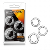 Набор из 3 прозрачных эрекционных колец Stay Hard Beaded Cockrings - Blush Novelties - в Новочеркасске купить с доставкой