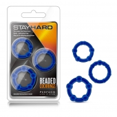 Набор из 3 синих эрекционных колец Stay Hard Beaded Cockrings - Blush Novelties - в Новочеркасске купить с доставкой