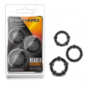 Набор из 3 чёрных эрекционных колец Stay Hard Beaded Cockrings - Blush Novelties - в Новочеркасске купить с доставкой