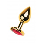 Золотистая анальная пробка с кристаллом-сердцем - 7,5 см. - ToyFa - купить с доставкой в Новочеркасске