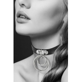 Черный чокер с двумя кольцами - Bijoux Pour Toi - купить с доставкой в Новочеркасске
