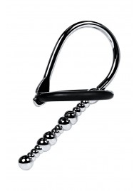 Серебристый уретральный плаг-бусины TOYFA Metal с мягким фиксириющим кольцом - ToyFa - купить с доставкой в Новочеркасске