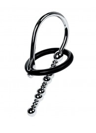 Серебристый уретральный плаг-бусины TOYFA Metal с мягким фиксириющим кольцом - ToyFa - купить с доставкой в Новочеркасске