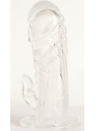 Прозрачная гелевая насадка с клиторальным отростком - 13 см. - Toyfa Basic - в Новочеркасске купить с доставкой