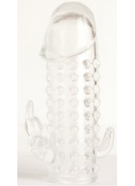 Гелевая прозрачная насадка с 2 отростками - 13 см. - Toyfa Basic - в Новочеркасске купить с доставкой