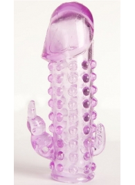 Закрытая фиолетовая насадка с 2 отростками - 13 см. - Toyfa Basic - в Новочеркасске купить с доставкой