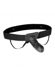 Чёрный полый страпон с вибрацией Unisex Vibrating Hollow Strap-On - 14 см. - Lux Fetish - купить с доставкой в Новочеркасске