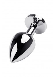 Серебристая коническая анальная пробка с красным кристаллом - 8 см. - ToyFa - купить с доставкой в Новочеркасске