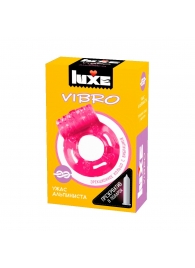 Розовое эрекционное виброкольцо Luxe VIBRO  Ужас Альпиниста  + презерватив - Luxe - в Новочеркасске купить с доставкой