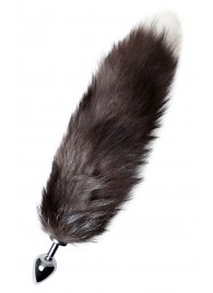 Серебристая металлическая анальная втулка с хвостом чернобурой лисы - размер S - ToyFa - купить с доставкой в Новочеркасске