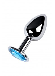 Серебристая конусовидная анальная пробка с голубым кристаллом - 7 см. - ToyFa - купить с доставкой в Новочеркасске