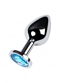 Серебристая конусовидная анальная пробка с голубым кристаллом - 8 см. - ToyFa - купить с доставкой в Новочеркасске